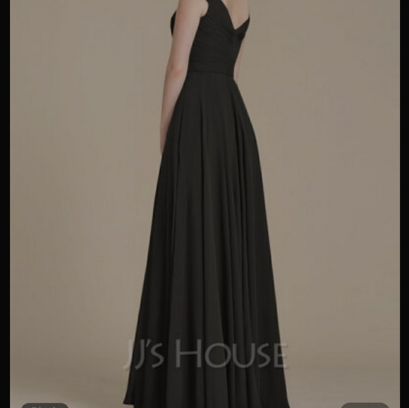 A-Line/Princess Off-the-Shoulder Floor-Length Chif - Picture 8 of 13